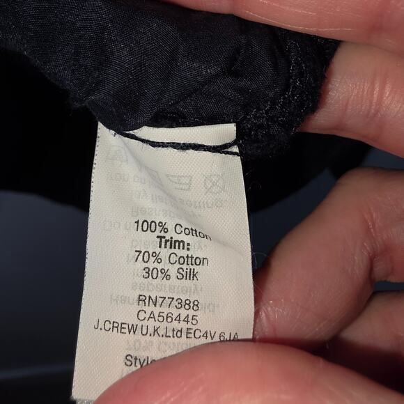 J. Crew Navy Crochet Lace-Front Crew Neck Sweatshirt Size M Cotton Silk Blend - Picture 8 of 8